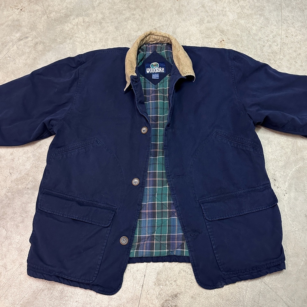 Woodlake Navy Chore Barn Jacket with Corduroy Trim